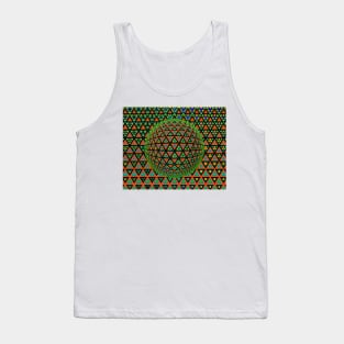 vivid multi-coloured triangular design over a 3D sphere similar shaped mosaic tiles Tank Top